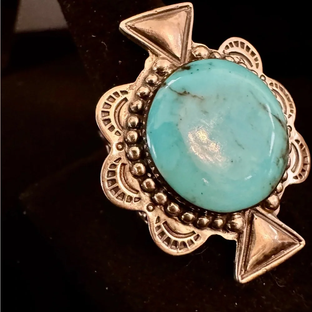 Sterling Silver genuine Turquoise Statement Ring -